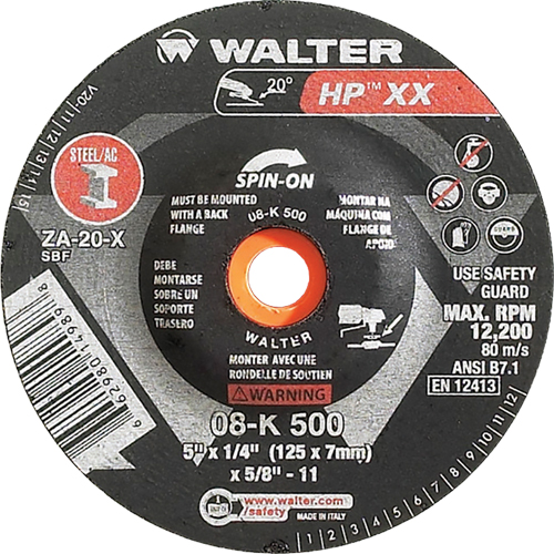 Double-X Depressed Centre Grinding Wheel, 5" x 1/4", 5/8"-11 Arbor, Type 27S Haskins Industrial Inc.