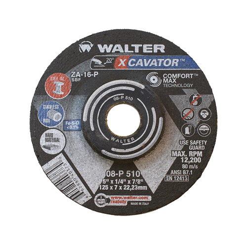XCAVATOR Grinding Wheel, 5" x 1/4", 7/8"/5/8"-11 Arbor, Zirconium, Type 27 Haskins Industrial Inc.