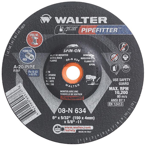 Meule PIPEFITTER, 6" x 5/32", Oxyde d'aluminium, Type 27 Haskins Industrial Inc.