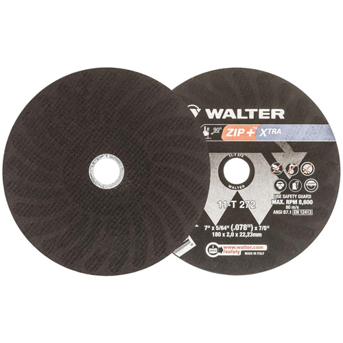 Zip+Xtra Heavy-Duty Cut-Off Wheel, 7" x 5/64", 7/8" Arbor, Type 1, Aluminum Oxide, 8600 RPM Haskins Industrial Inc.