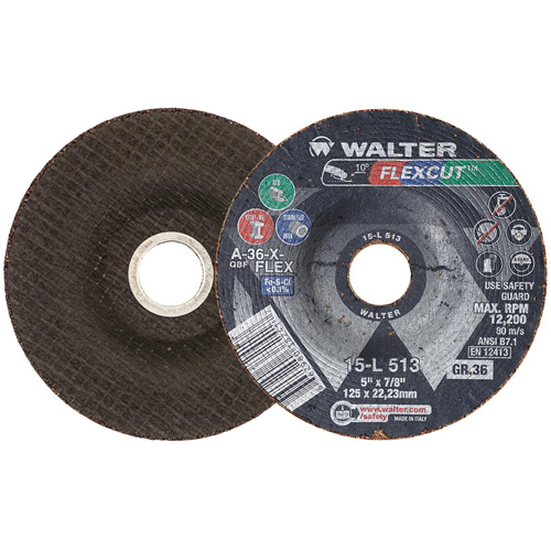 Meule FLEXCUT, 5", 36 Grain, Oxyde d'aluminium, 7/8", 12 200 Tr/min, Type 29 Haskins Industrial Inc.