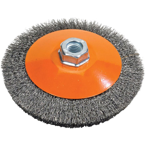 Meule soucoupe &agrave; fils cr&ecirc;p&eacute;s, 5" dia., Fils 0,012", Arbre 5/8"-11 Haskins Industrial Inc.