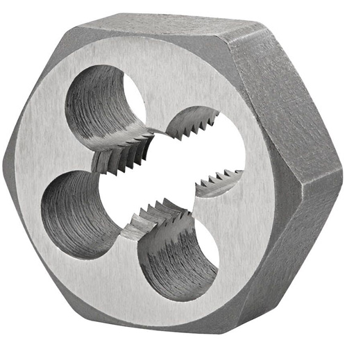 Hexagon Rethreading Bolt Die, 1.48" Dia., M18x2.5 Thread, High Speed Steel Haskins Industrial Inc.