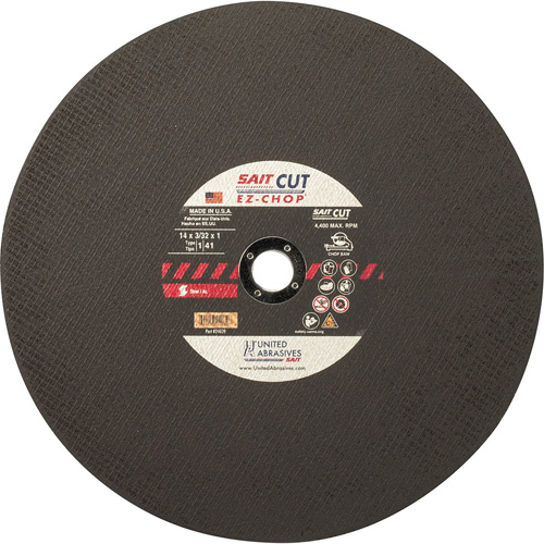 Chop Saw Wheel, 12" x 0.093"/3/32", 1" Arbor, Type 1, Aluminum Oxide, 5100 RPM Haskins Industrial Inc.