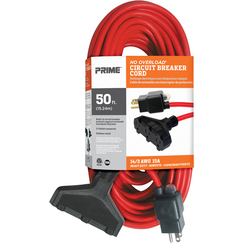 Cordon rallonge en vinyle, Ext&eacute;rieur, SJTW, AWG 14/3, 15 A, 3 prise(s), 50' Haskins Industrial Inc.