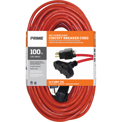 Cordon rallonge en vinyle, Ext&eacute;rieur, SJTW, AWG 14/3, 13 A, 3 prise(s), 100' Haskins Industrial Inc.