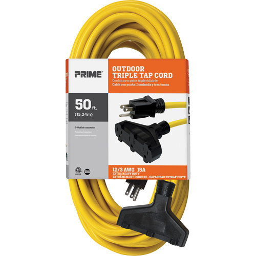 Cordon rallonge en vinyle, Ext&eacute;rieur, SJTW, AWG 12/3, 15 A, 3 prise(s), 50' Haskins Industrial Inc.