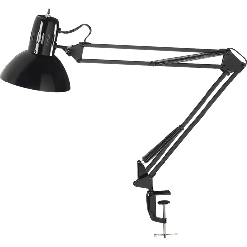 Swing Arm Clamp-On Desk Lamps, 100 W, Incandescent, C-Clamp, Black Haskins Industrial Inc.