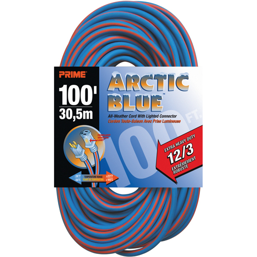 Cordon rallonge verrouillable toute saison en caoutchouc TPE Arctic Blue, Toutes saisons, SJEOW, AWG 12/3, 15 A, 100' Haskins Industrial Inc.