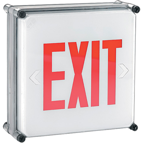Enseignes Exit Aqua NEMA 4x, DEL, &agrave; raccordement fixe, 11-3/4" lo x 11-3/4" la, Anglais Haskins Industrial Inc.