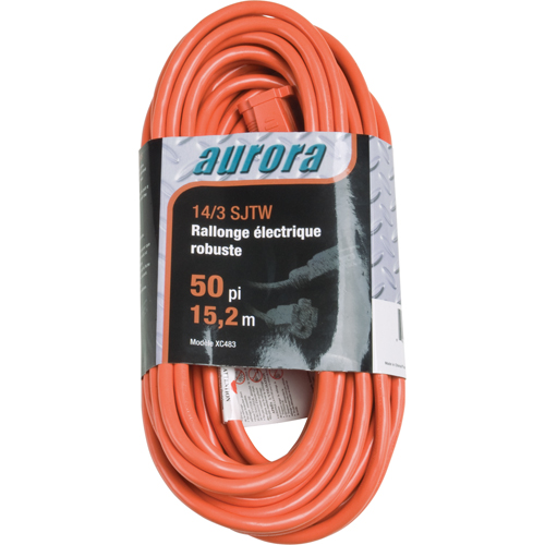 Vinyl Extension Cord, Outdoor, SJTW, 14/3 AWG, 15 A, 50' Haskins Industrial Inc.