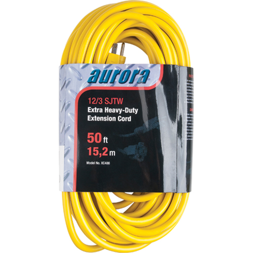 Vinyl Extension Cord, Outdoor, SJTW, 12/3 AWG, 15 A, 50' Haskins Industrial Inc.