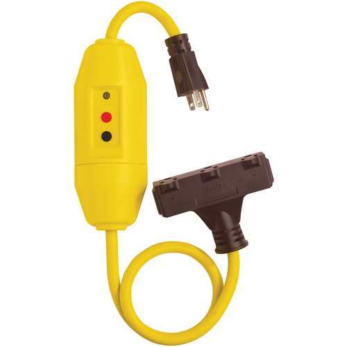Cordons &agrave; trois prises avec disjoncteur de fuite &agrave; la terre, 120 V, 15 A, Cordon de 2' Haskins Industrial Inc.