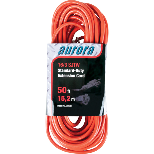 Extension Cord, Indoor/Outdoor, SJTW, 16/3 AWG, 13 A, 50' Haskins Industrial Inc.