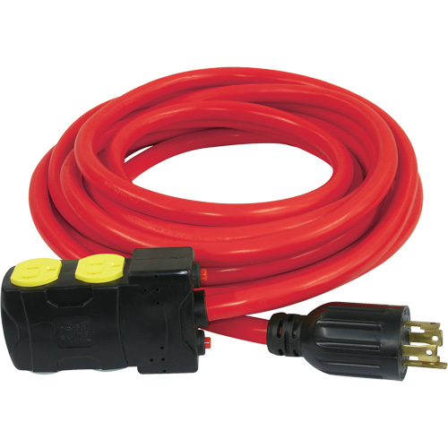 Generator Extension Cord with Resets, SJTW, 10 AWG, 20 A, 4 Outlet(s), 25' Haskins Industrial Inc.
