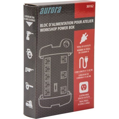 Workshop Surge Protector Power Strip, 8 Outlets, 1350 J, 1875 W, 6' Cord Haskins Industrial Inc.