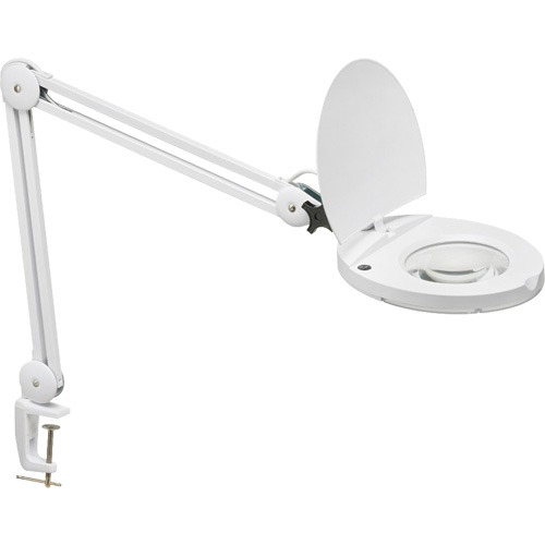 Lampe loupe DEL avec support en A, Dioptrie 3, Ampoule DEL, Bras de 47", Pinces serre-joints, Blanc Haskins Industrial Inc.