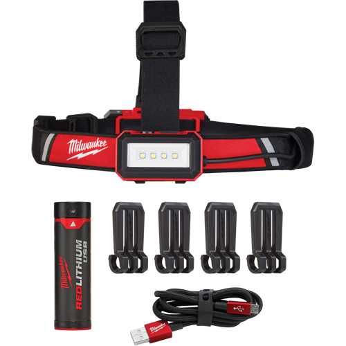 Low-Profile USB Headlamp, LED, 600 Lumens, 2 Hrs. Run Time, Rechargeable Batteries Haskins Industrial Inc.