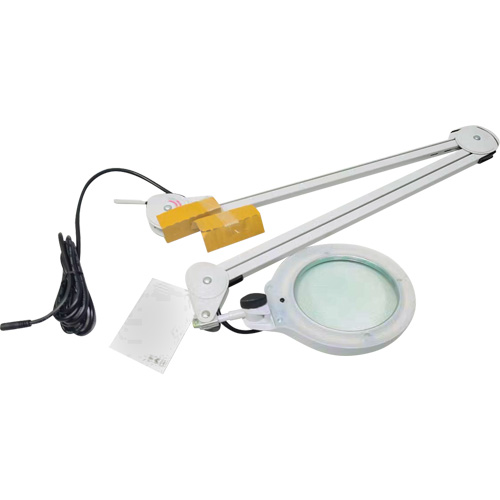 Lampe grossissante, Dioptrie 3, Ampoule DEL, Bras de 45", Pinces serre-joints, Gris Haskins Industrial Inc.