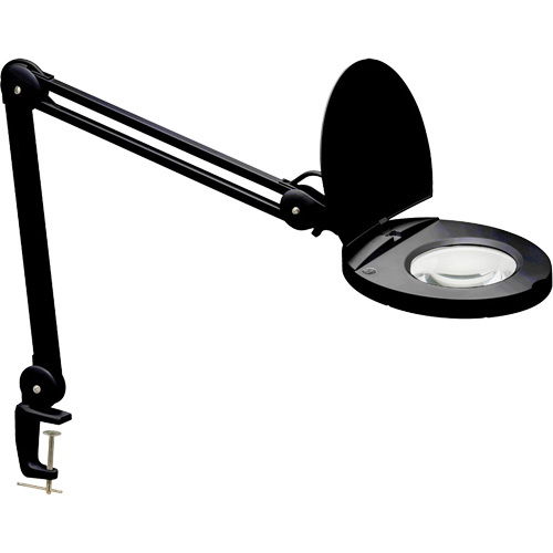 Lampe loupe ajustable, Dioptrie 5, Ampoule DEL, Bras de 47", Pinces serre-joints, Noir Haskins Industrial Inc.