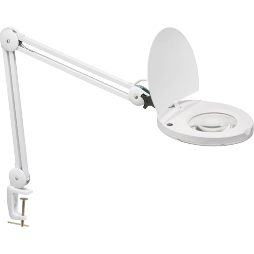 Lampe loupe ajustable, Dioptrie 5, Ampoule DEL, Bras de 47", Pinces serre-joints, Blanc Haskins Industrial Inc.