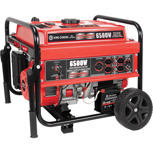 Electric Start Gas Generator with Wheel Kit, 6500 W Surge, 5000 W Rated, 120 V/240 V, 20 L Tank Haskins Industrial Inc.
