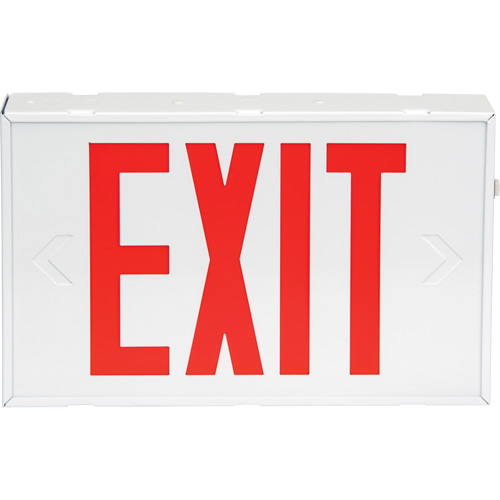 Exit Sign, LED, Battery Operated/Hardwired, 12-1/5" L x 7-1/2" W, English Haskins Industrial Inc.