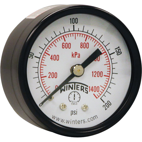 Economy Pressure Gauge, 2" , 0 - 200 psi, Back Mount, Analogue Haskins Industrial Inc.