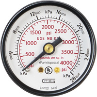 Pressure Gauges, 1-1/2" , 0 - 4000 psi, Back Mount, Analogue Haskins Industrial Inc.