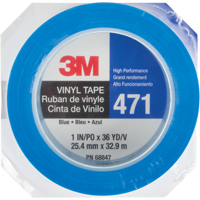 471 Vinyl Tape, 25.4 mm (1") W x 32.9 m (108') L, 5.3 mils, Blue Haskins Industrial Inc.