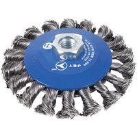 Knot Twisted Conical Bevel Brush, 5" Dia., 0.02" Fill, 5/8"-11NC Arbor Haskins Industrial Inc.