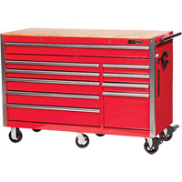 PRC5610 Pro Series Roller Cabinet, 10 Drawers, 55-9/10" W x 24-1/10" D x 39-7/10" H, Red Haskins Industrial Inc.