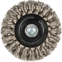 Brosses rotatives &agrave; fils nou&eacute;s - Brosse rotative &agrave; fils nou&eacute;s a/queue 1/4", Fils nou&eacute;s standards, Dia. 3", Fils 0,014", Acier inoxydable Haskins Industrial Inc.
