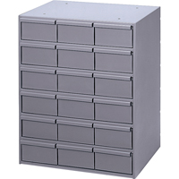 Industrial Drawer Cabinets, 18 Drawers, 17-1/4" W x 11-5/8" D x 21-1/4" H, Grey Haskins Industrial Inc.