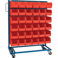 Single-Sided Mobile Bin Rack, Single-sided, 36 bins, 36" W x 16" D x 46-1/2" H Haskins Industrial Inc.