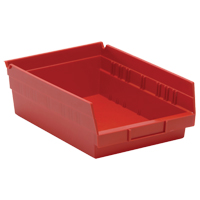 Shelf Bins, 8-3/8" W x 4" H x 11-5/8" D, Red, 30 lbs. Capacity Haskins Industrial Inc.