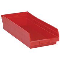 Shelf Bins, 8-3/8" W x 4" H x 17-7/8" D, Red, 40 lbs. Capacity Haskins Industrial Inc.