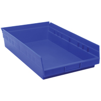 Shelf Bins, 11-1/8" W x 4" H x 17-7/8" D, Blue, 40 lbs. Capacity Haskins Industrial Inc.
