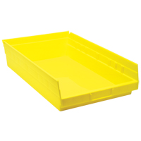 Shelf Bins, 11-1/8" W x 4" H x 17-7/8" D, Yellow, 40 lbs. Capacity Haskins Industrial Inc.
