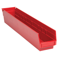 Shelf Bins, 4-1/8" W x 4" H x 23-5/8" D, Red, 50 lbs. Capacity Haskins Industrial Inc.