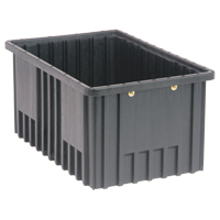 Conductive Dividable Grid Containers, Polypropylene, 10-7/8" W x 16-1/2" D x 8" H, Black Haskins Industrial Inc.
