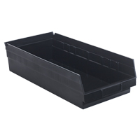 Economy Shelf Bin, 8-3/8" W x 4" H x 17-7/8" D, Black Haskins Industrial Inc.