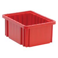 Divider Box&reg; Containers, Plastic, 10.9" W x 8.3" D x 5" H, Red Haskins Industrial Inc.
