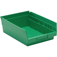 Shelf Bins, 8-3/8" W x 4" H x 11-5/8" D, Green, 30 lbs. Capacity Haskins Industrial Inc.