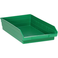 Shelf Bins, 11-1/8" W x 4" H x 17-7/8" D, Green, 40 lbs. Capacity Haskins Industrial Inc.