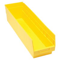 Store More Plastic Shelf Bins, 6-5/8" W x 6" H x 23-5/8" D, Yellow, 90 lbs. Capacity Haskins Industrial Inc.