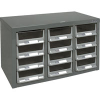 KPC-100 Parts Cabinet, Galvanized Steel, 12 Drawers, 23" x 11-2/5" x 13-4/5", Grey Haskins Industrial Inc.