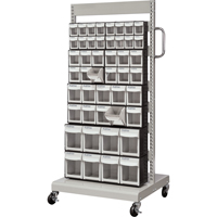 Mobile Tilt Bin Rack, Single-sided, 46 bins, 26-1/4" W x 22" D x 57-1/2" H Haskins Industrial Inc.