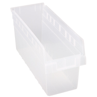 Store-Max Shelf Bins, 6-5/8" W x 8" H x 17-7/8" D, Clear, 56 lbs. Capacity Haskins Industrial Inc.