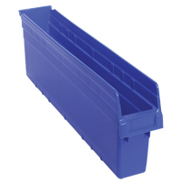 Store-Max Shelf Bins, 4-3/8" W x 8" H x 23-5/8" D, Blue, 68 lbs. Capacity Haskins Industrial Inc.